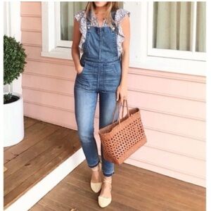 Madewell Skinny Denim Bib Overalls Stretch Pockets Boho Festival Sz XS